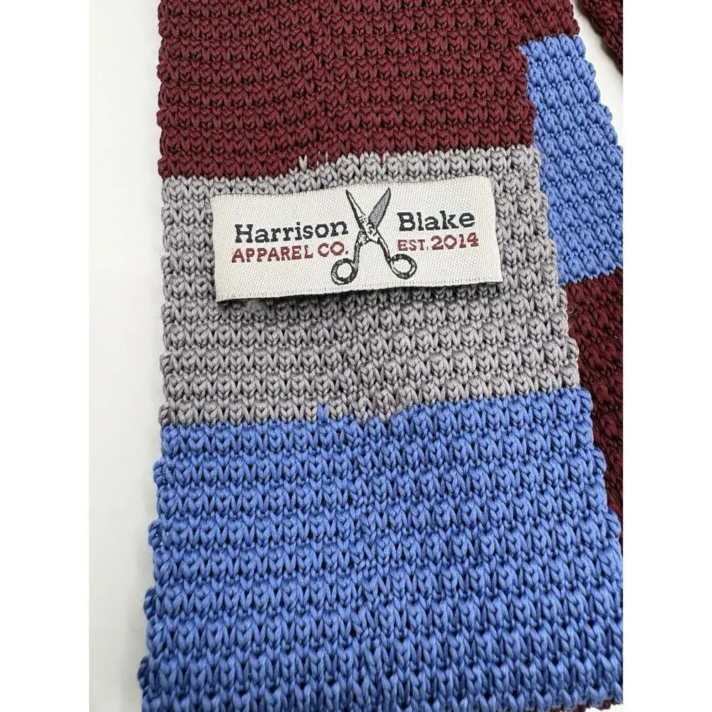 Harrison Blake Apparel Knit Tie 2 Colors, Burgundy And Stripes